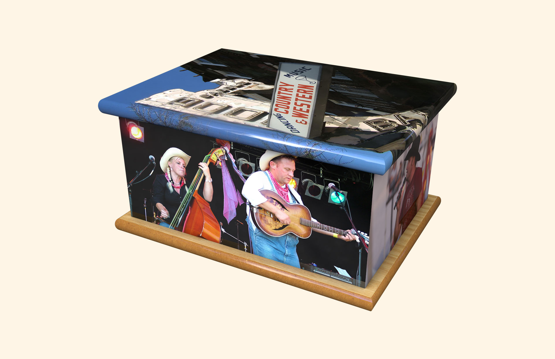 Country Western adult ashes casket